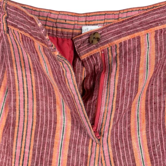 J. Jill SZ 18 Love Linen Shorts Striped Zip-Fly Pockets Pleated Hi-Rise Multi - Picture 2 of 6